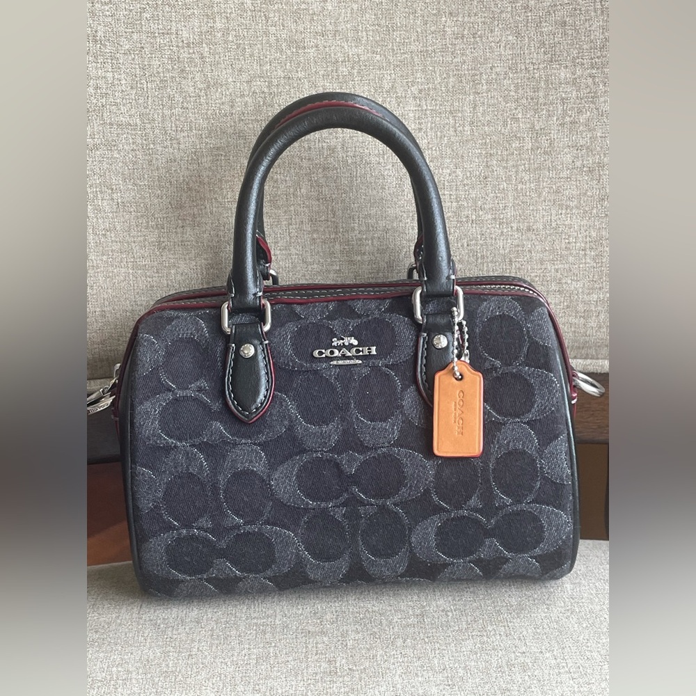 ‼️last 1‼️NWT！COACH MINI ROWAN CROSSBODY IN SIGNATURE DENIM（CO963）fast shipping